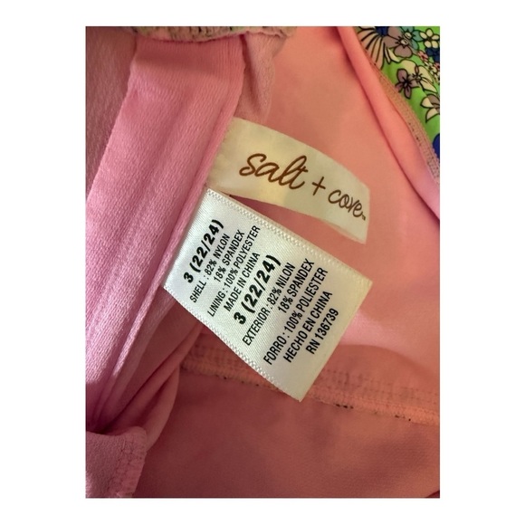 99. Salt Cove Plus Size Peony Party Printed X Back Tankini Top Green Size 2 NWOT - Picture 7 of 15